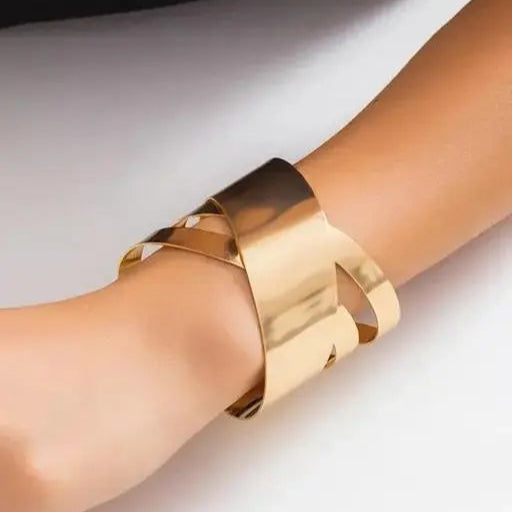 Gold-Plated Anti-Tarnish Bangle Cuff Bracelet for Women | Minimalist Adjustable Jewelry