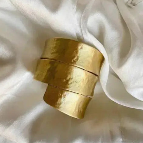 Gold-Plated Brass Handcuff Bracelet | Adjustable Statement Jewelry for Women