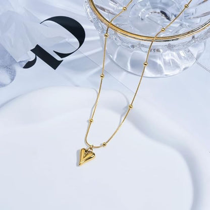 Golden Heartbeat Necklace - Modern Stainless Steel Pendan