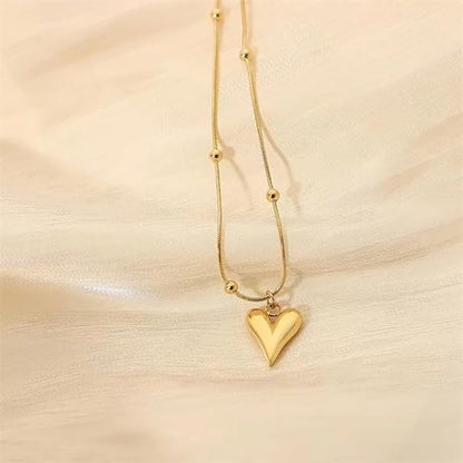 Golden Heartbeat Necklace - Modern Stainless Steel Pendan