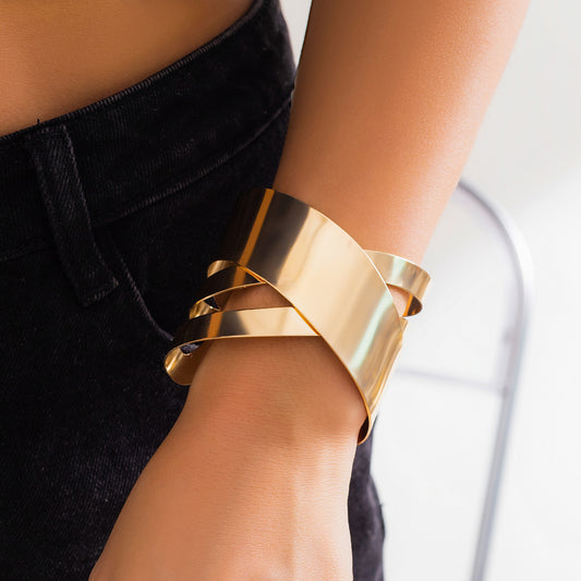 Gold-Plated Anti-Tarnish Bangle Cuff Bracelet for Women | Minimalist Adjustable Jewelry