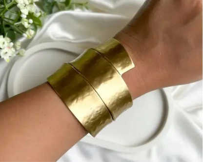 Gold-Plated Brass Handcuff Bracelet | Adjustable Statement Jewelry for Women